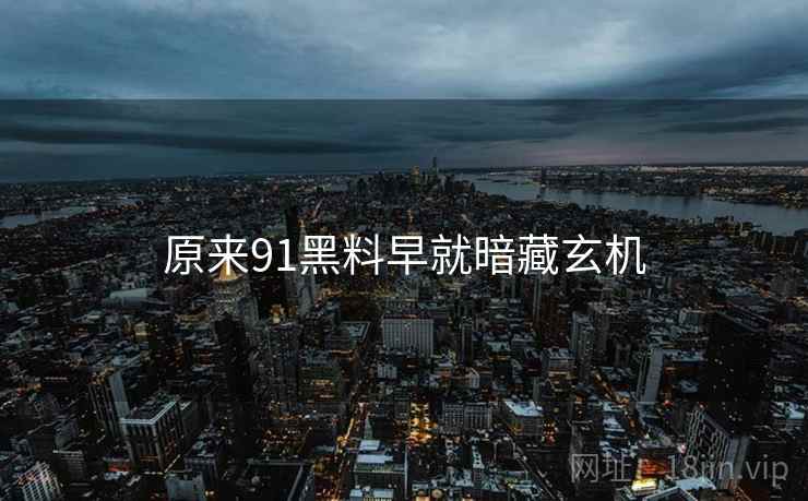 原来91黑料早就暗藏玄机  第1张